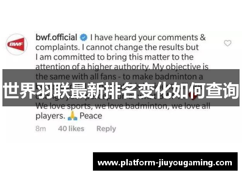 世界羽联最新排名变化如何查询